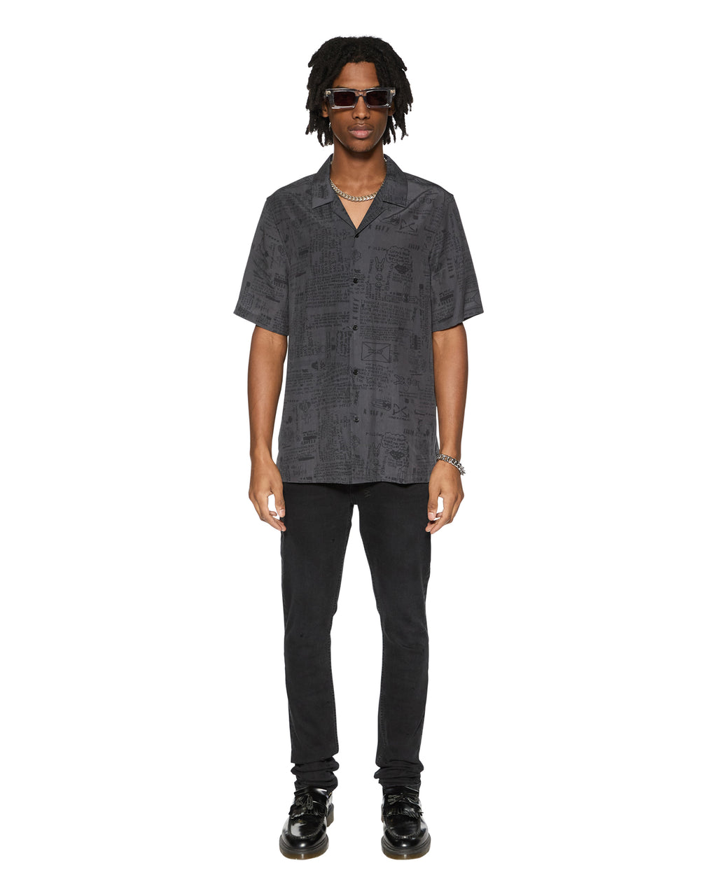 MENS VERSES RESORT SS SHIRT BLACK SHIRTS