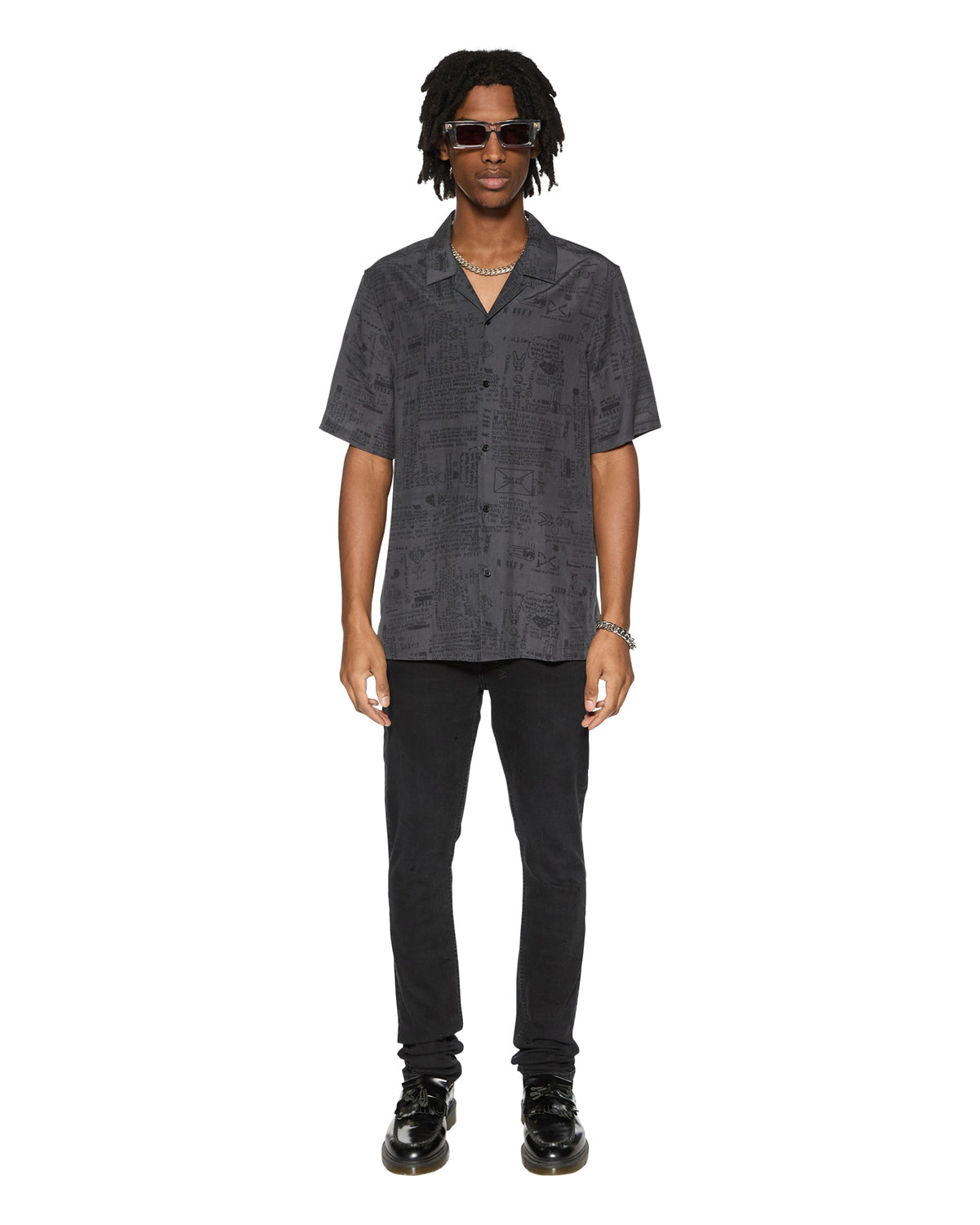 MENS VERSES RESORT SS SHIRT BLACK SHIRTS