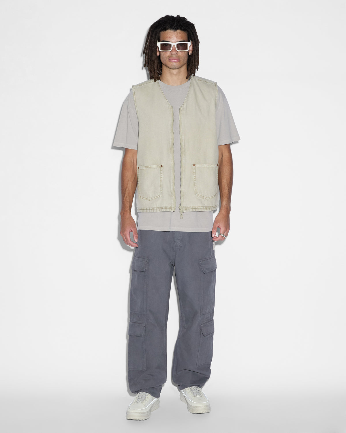 Mens Battler Vest Khaki Relaxed Vests - Khaki