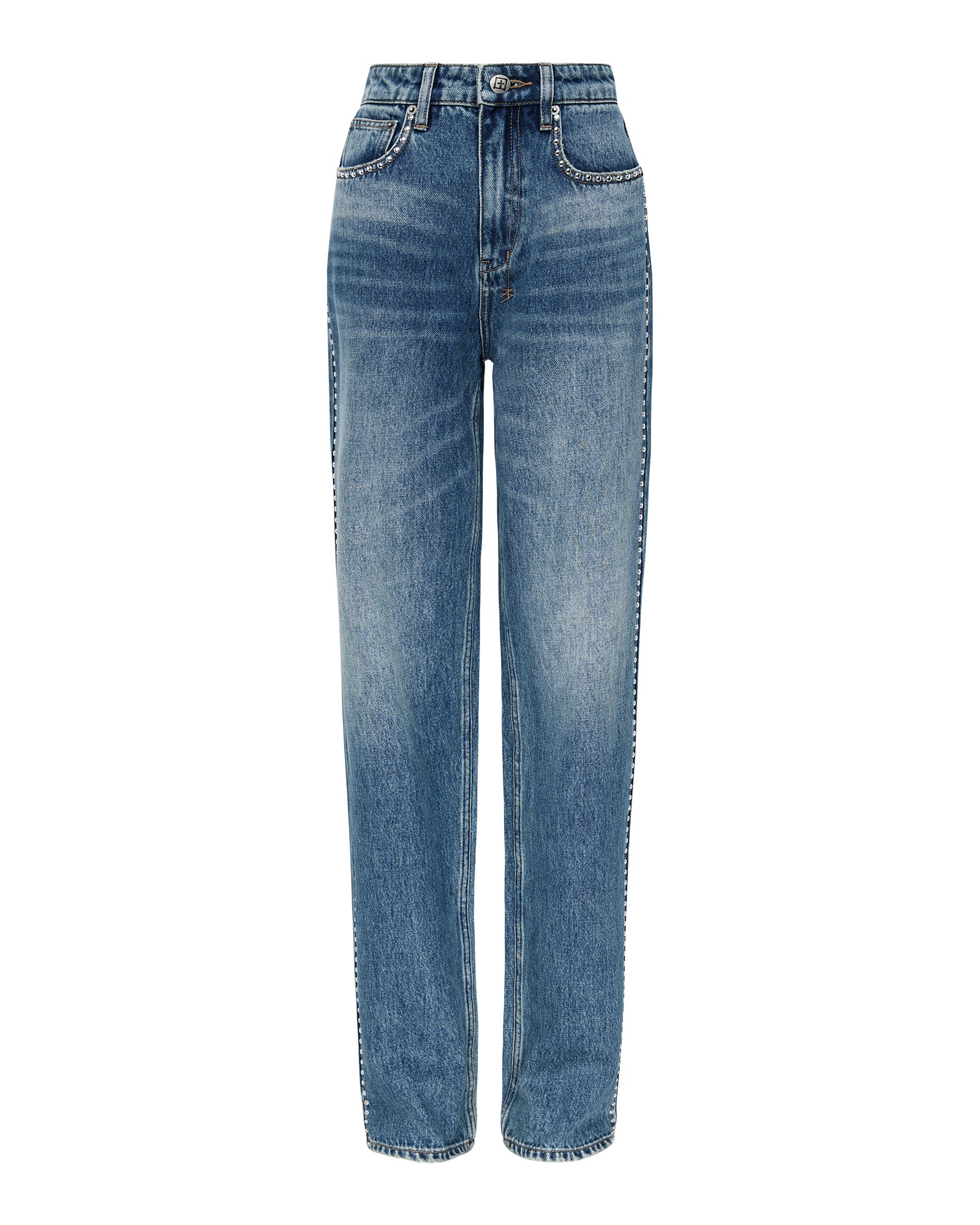 Womens Playback Texas Blue Studded Relaxed Denim Jeans | Ksubi ++