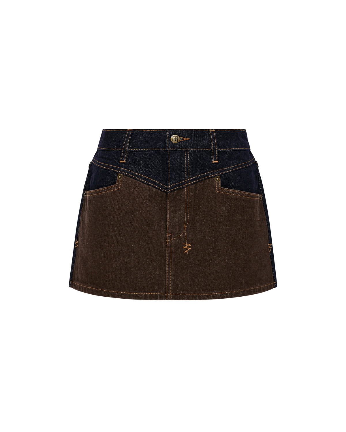 Womens Low Rider Mini Original Spliced Relaxed Skirts - Denim