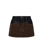 Womens Low Rider Mini Original Spliced Relaxed Skirts - Denim