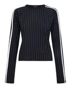 WOMENS PORTER LS TOP BLACK PINSTRIPE FASHION TOPS
