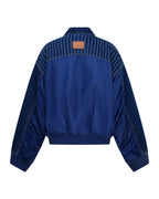 WOMENS DISTRICT BOMBER MAYFAIR BLUE SPLICED JACKETS