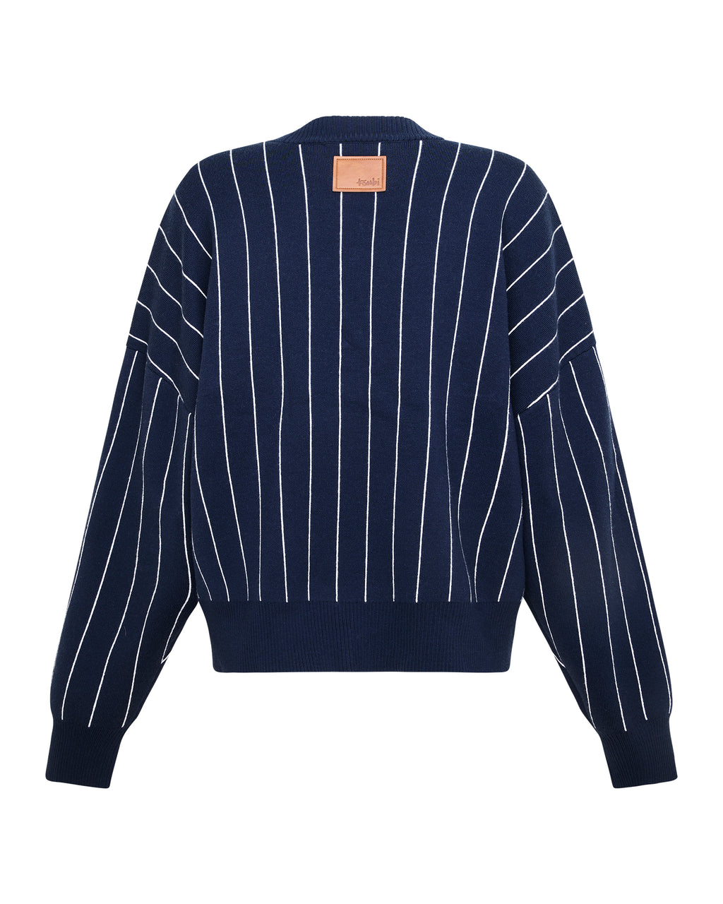 WOMENS DEAN CARDIGAN NAVY PINSTRIPE KNITWEAR