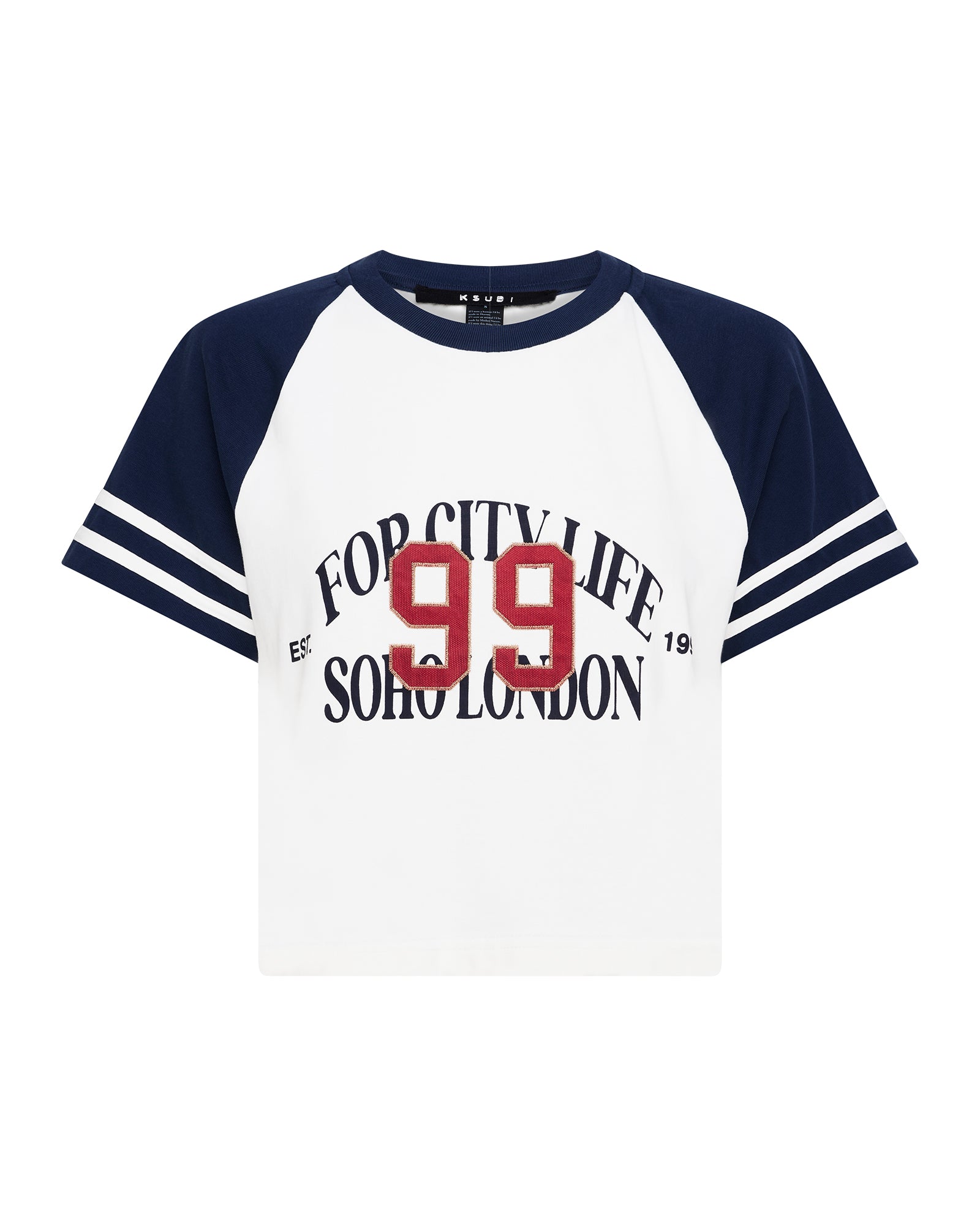 Buy RAGLAN BOXY SS TEE VINTAGE WHITE/NAVY | Ksubi ++
