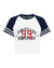 WOMENS  RAGLAN BOXY SS TEE VINTAGE WHITE/NAVY RELAXED TEES
