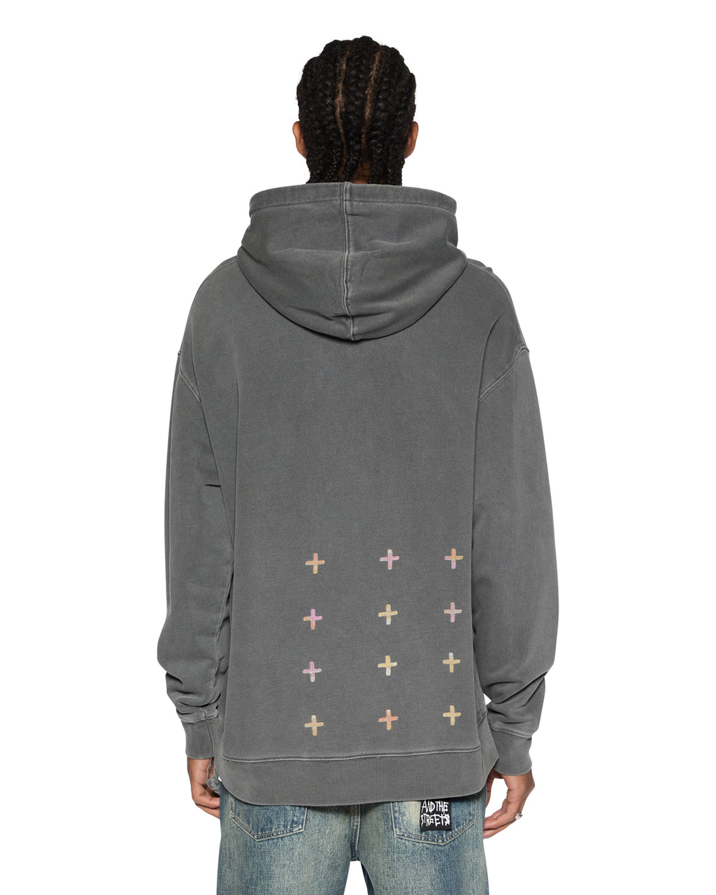 Mens World Order Biggie Hoodie Charcoal Oversized Fleece - Grey
