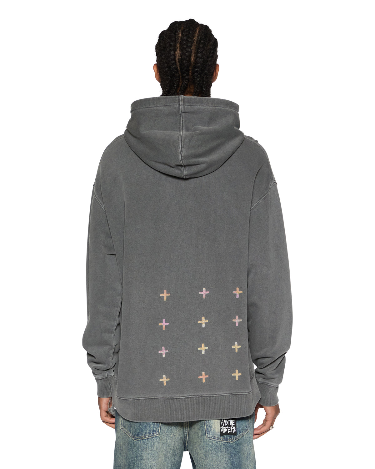 Mens World Order Biggie Hoodie Charcoal Oversized Fleece - Grey