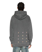 Mens World Order Biggie Hoodie Charcoal Oversized Fleece - Grey