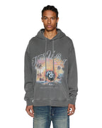 Mens World Order Biggie Hoodie Charcoal Oversized Fleece - Grey