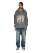 Mens World Order Biggie Hoodie Charcoal Oversized Fleece - Grey