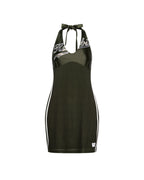 Womens Playoff Halter Dress Hash Slim Dresses - Green