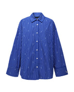 Womens Astra Shirt Cobalt Stripe Oversized Shirts - Blue