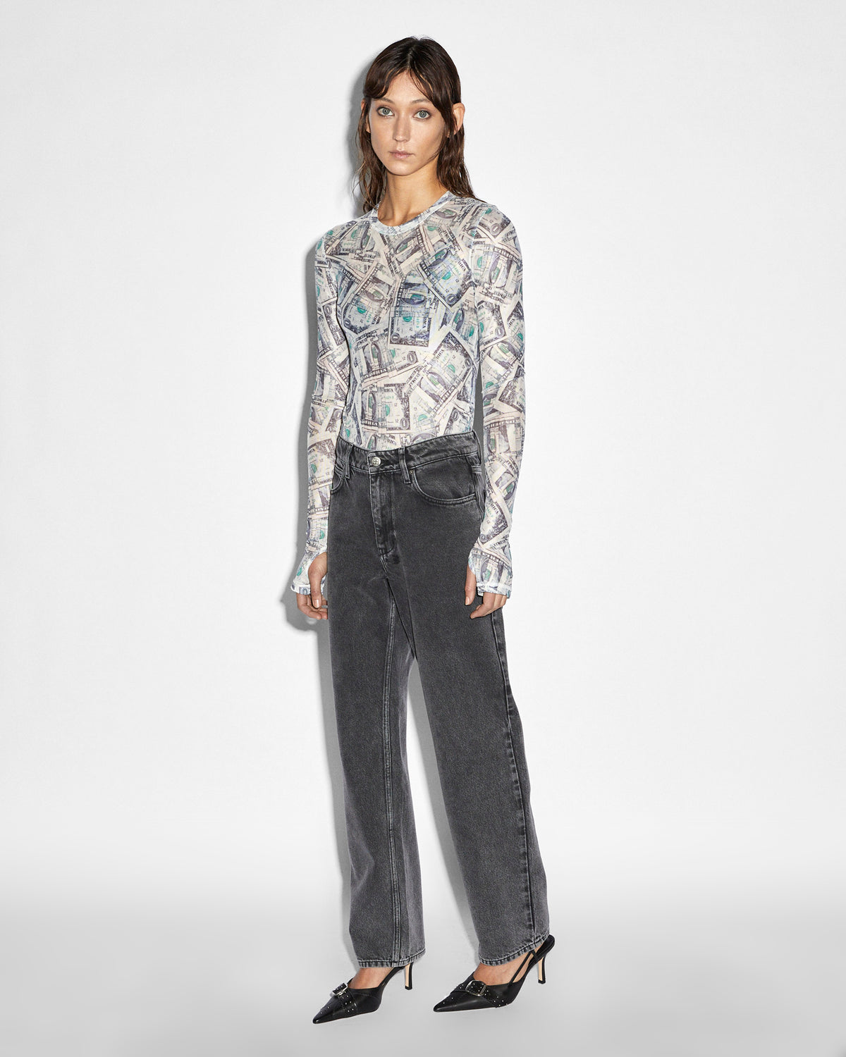 WOMENS PAPER LS TEE FASHION TOPS