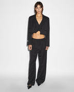 Womens London Crop Blazer Pinstripe Cropped Jackets - Black