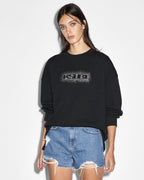 Womens Sott Burst Boxy Crew Jet Black Boxy Fleece - Black
