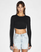WOMENS SYNDICATE CROP LS TEE BLACK TEES