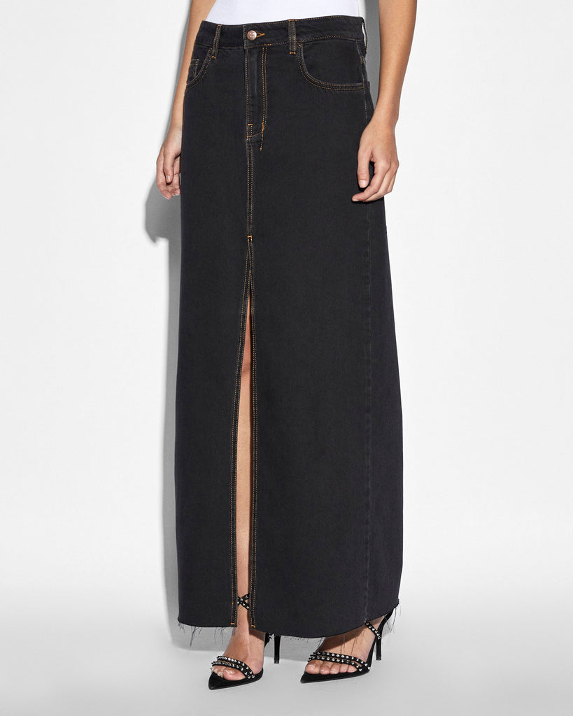 Kara Low Rise Maxi Denim Skirt Washed Black Ksubi ++