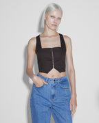 Womens Rebel Top Umber Fitted Fashion Tops - Brown