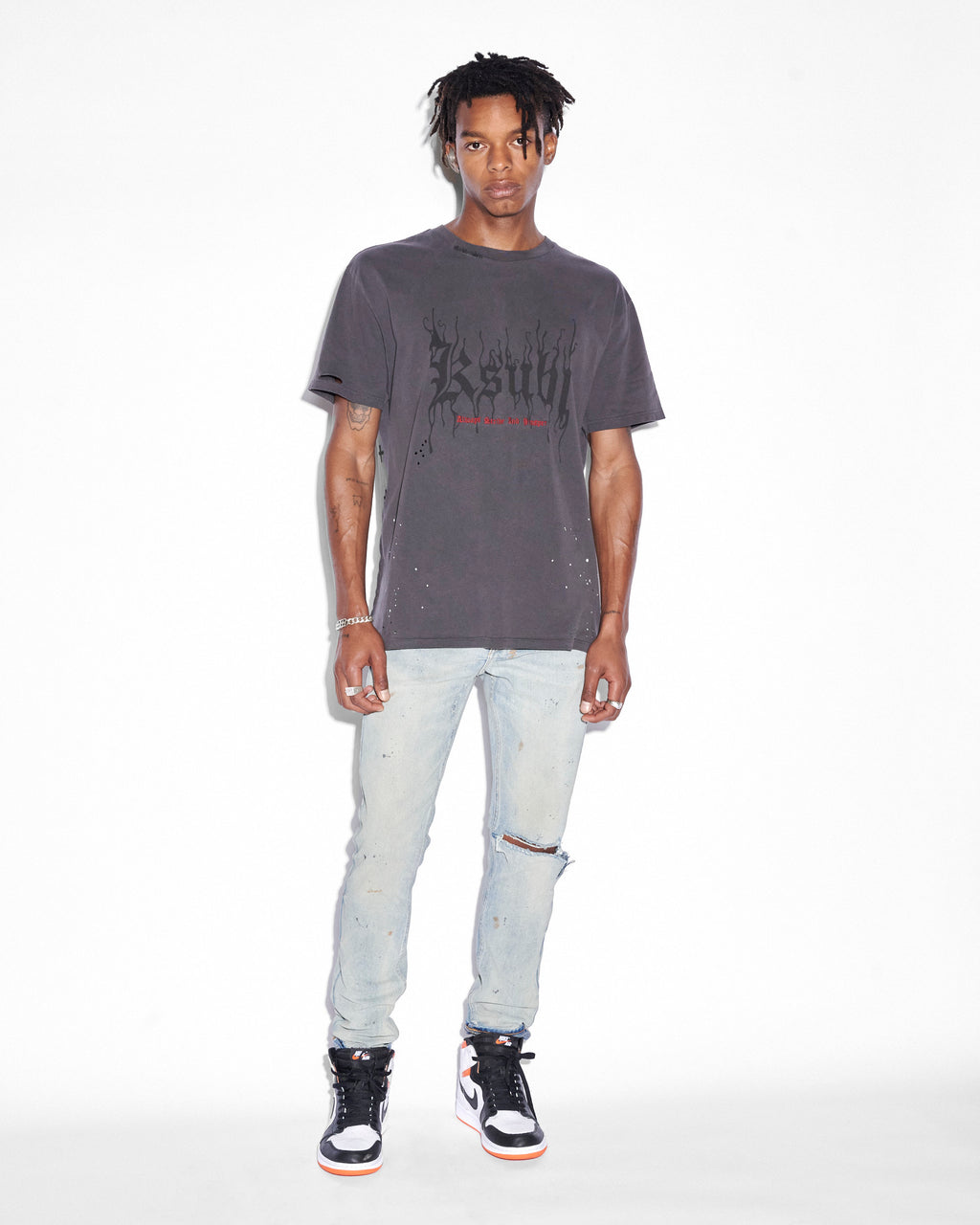 Mens Chitch Asap Tyy Oil Slicker Slim Denim Jeans - Denim