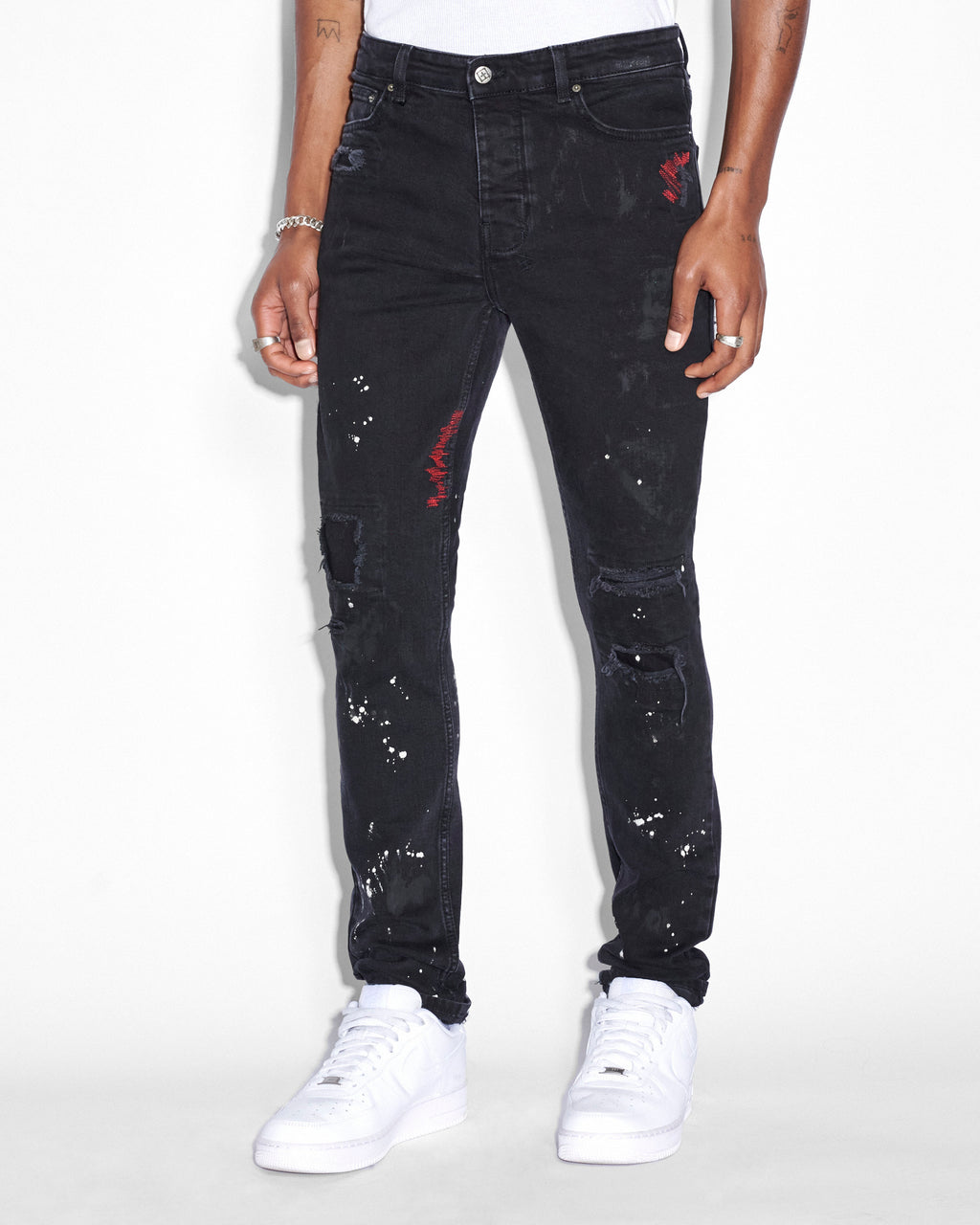 Mens Chitch Asap Tyy Boneyard Slim Denim Jeans - Black