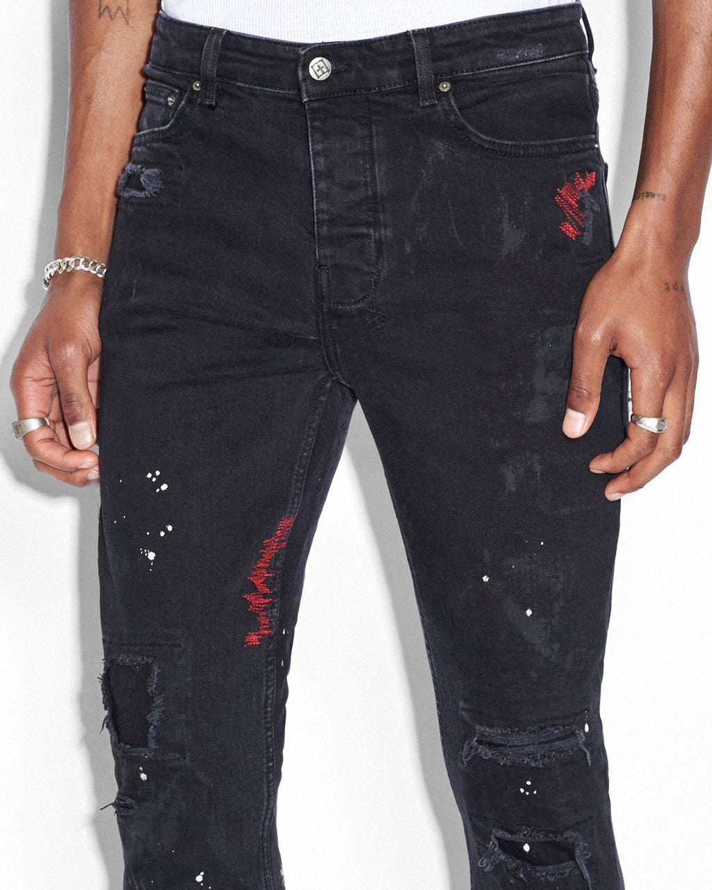 Mens Chitch Asap Tyy Boneyard Slim Denim Jeans - Black