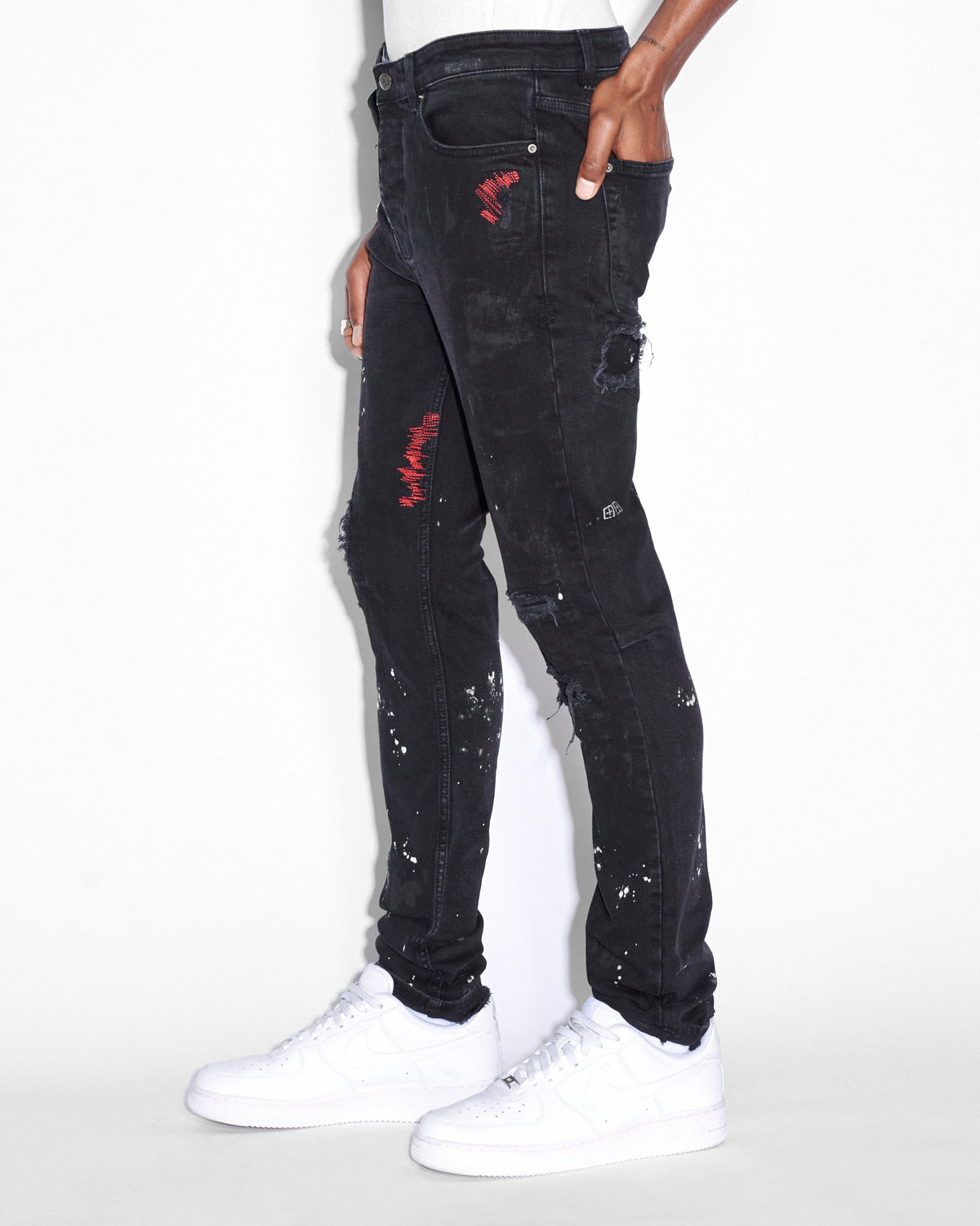 Mens Chitch Asap Tyy Boneyard Slim Denim Jeans - Black