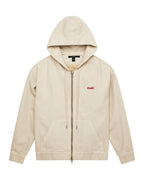 Mens Zipped Denim Hoodie Ecru Oversized Jackets - Beige