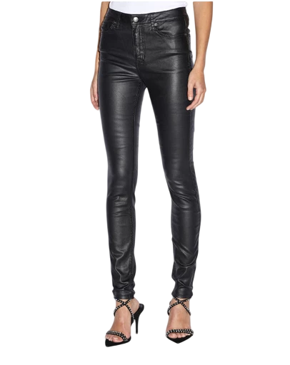 WOMENS SPRAY ON XTRA JET BLACK WAX DENIM JEANS