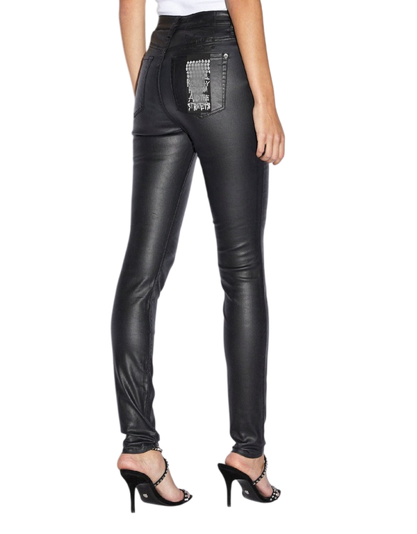 Womens Spray On Xtra Jet Black Wax Skinny Denim Jeans | Ksubi ++