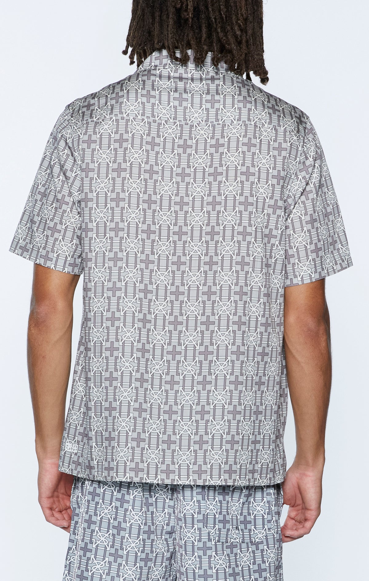 Mens Plus Resort Ss Shirt Stone Regular Shirts - Grey