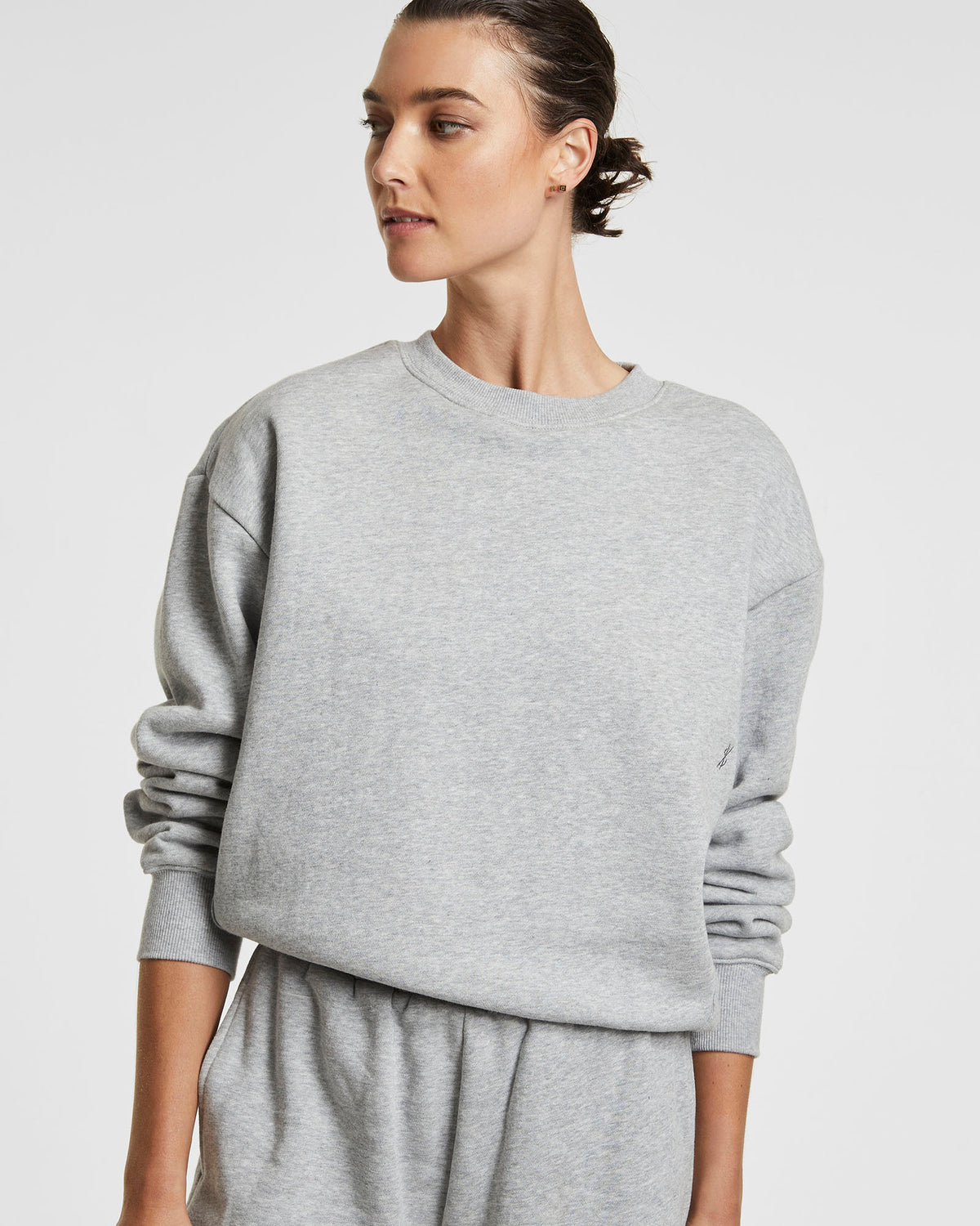 WOMENS 3 X 4 KLASSIC CREW GREY MARL FLEECE