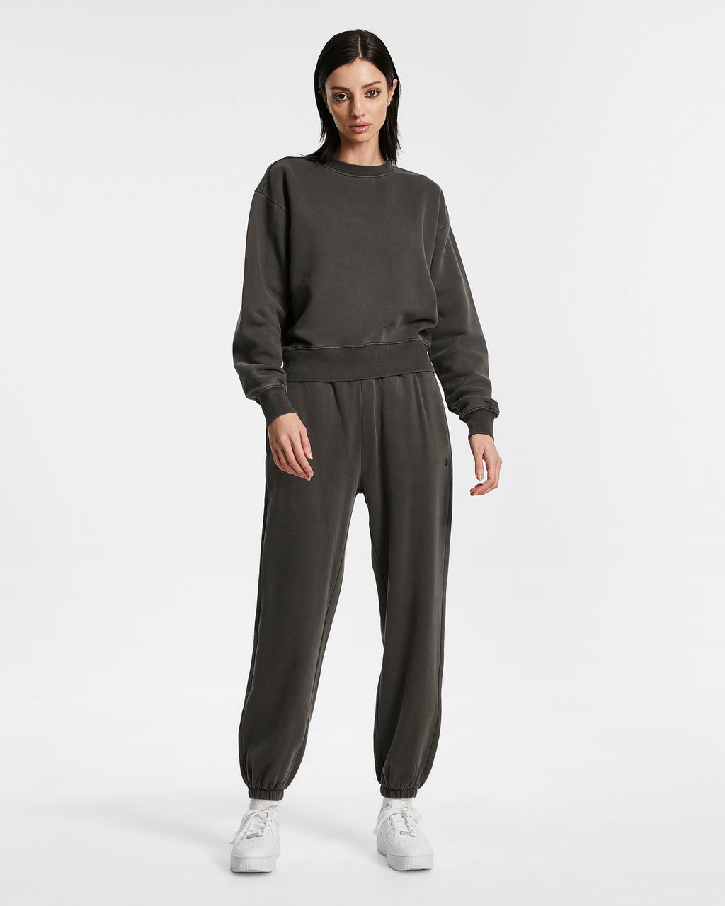 Womens 3 X 4 Klassic Crew Charcoal Regular Fleece - Grey