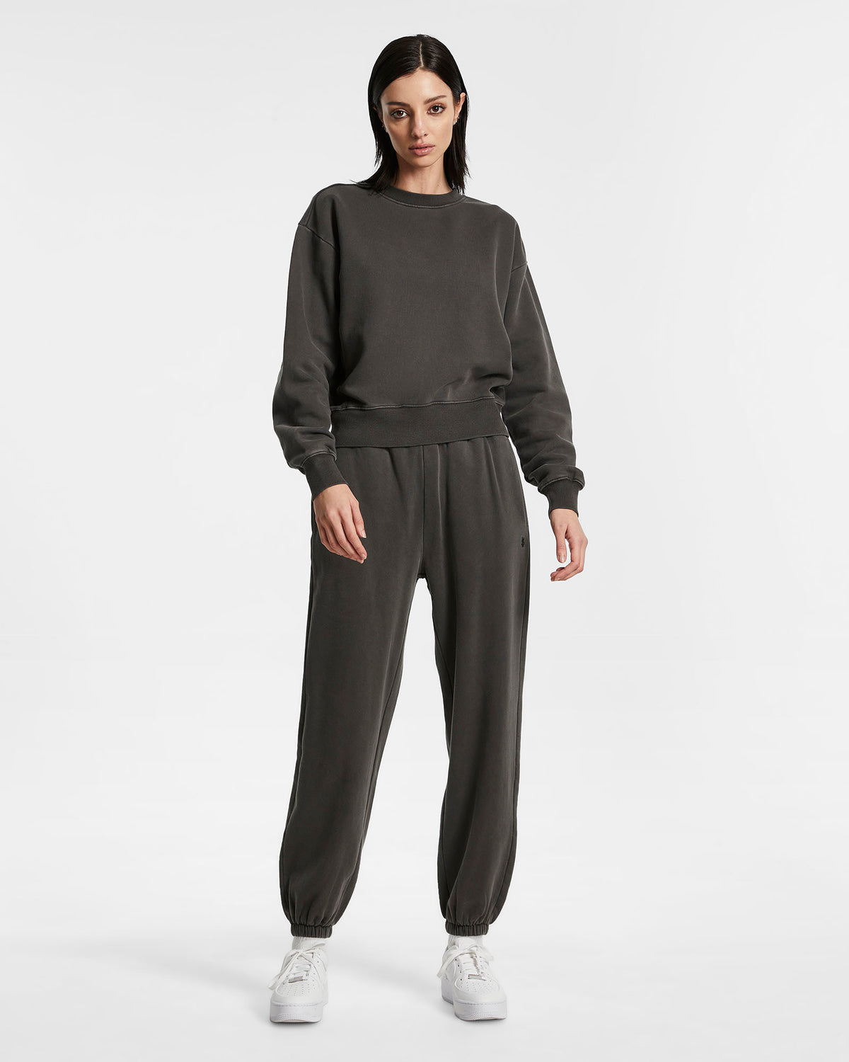 Womens 3 X 4 Klassic Crew Charcoal Regular Fleece - Grey