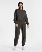 Womens 3 X 4 Klassic Crew Charcoal Regular Fleece - Grey