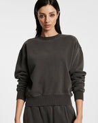 Womens 3 X 4 Klassic Crew Charcoal Regular Fleece - Grey