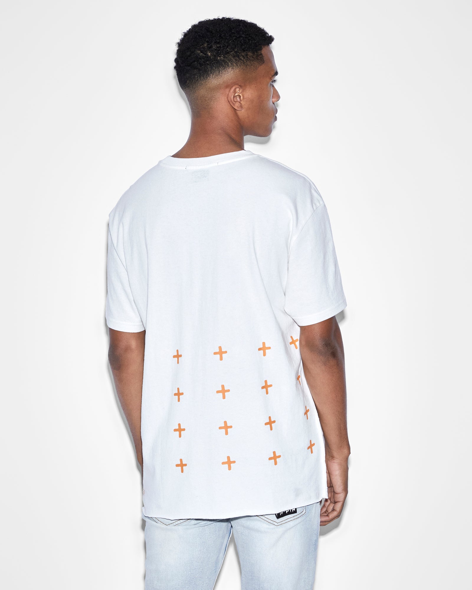 Men's White T-shirt With Dark Blue Star On The Front