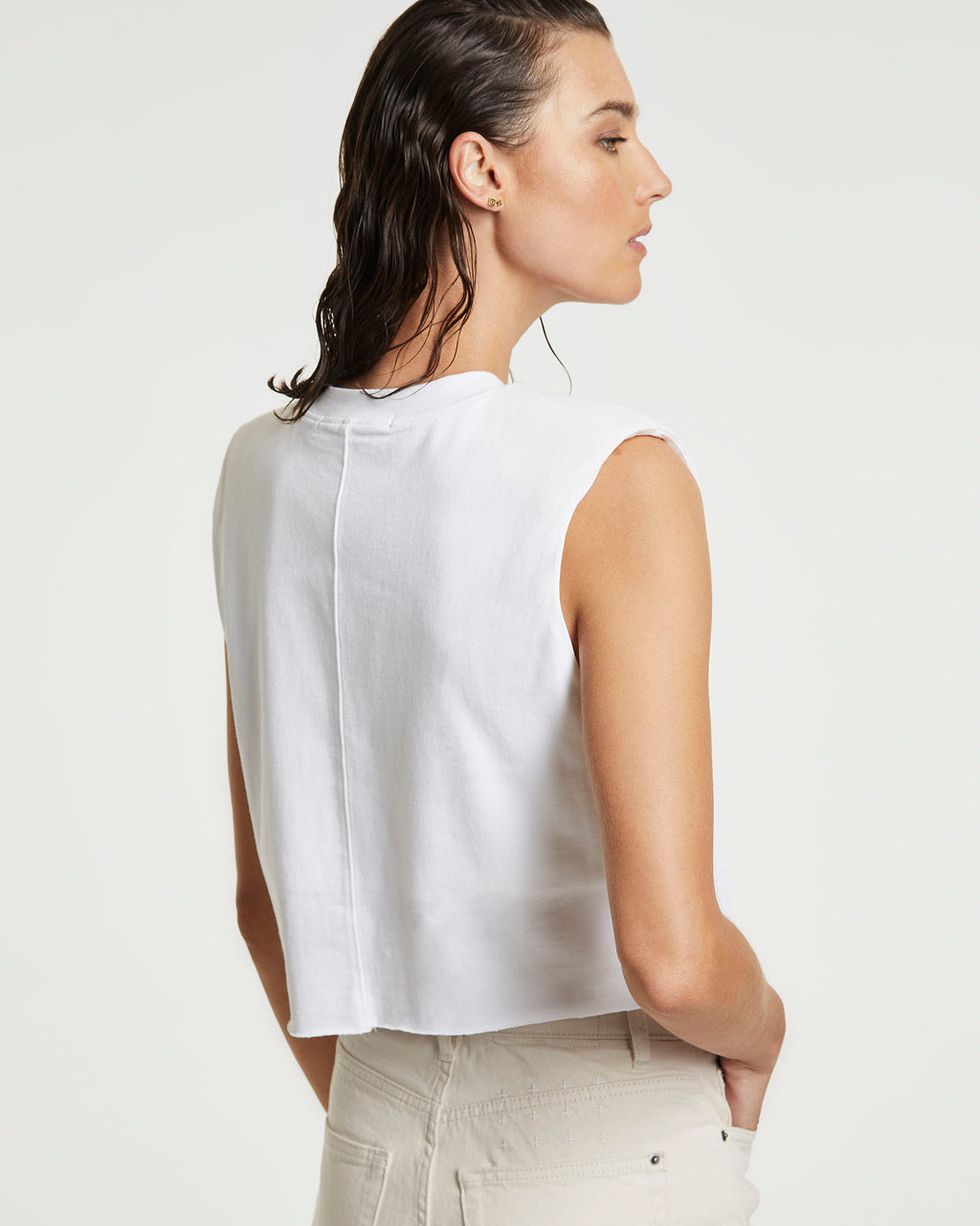 WOMENS HI NESS SLEEVELESS TEE WHITE FASHION TOPS