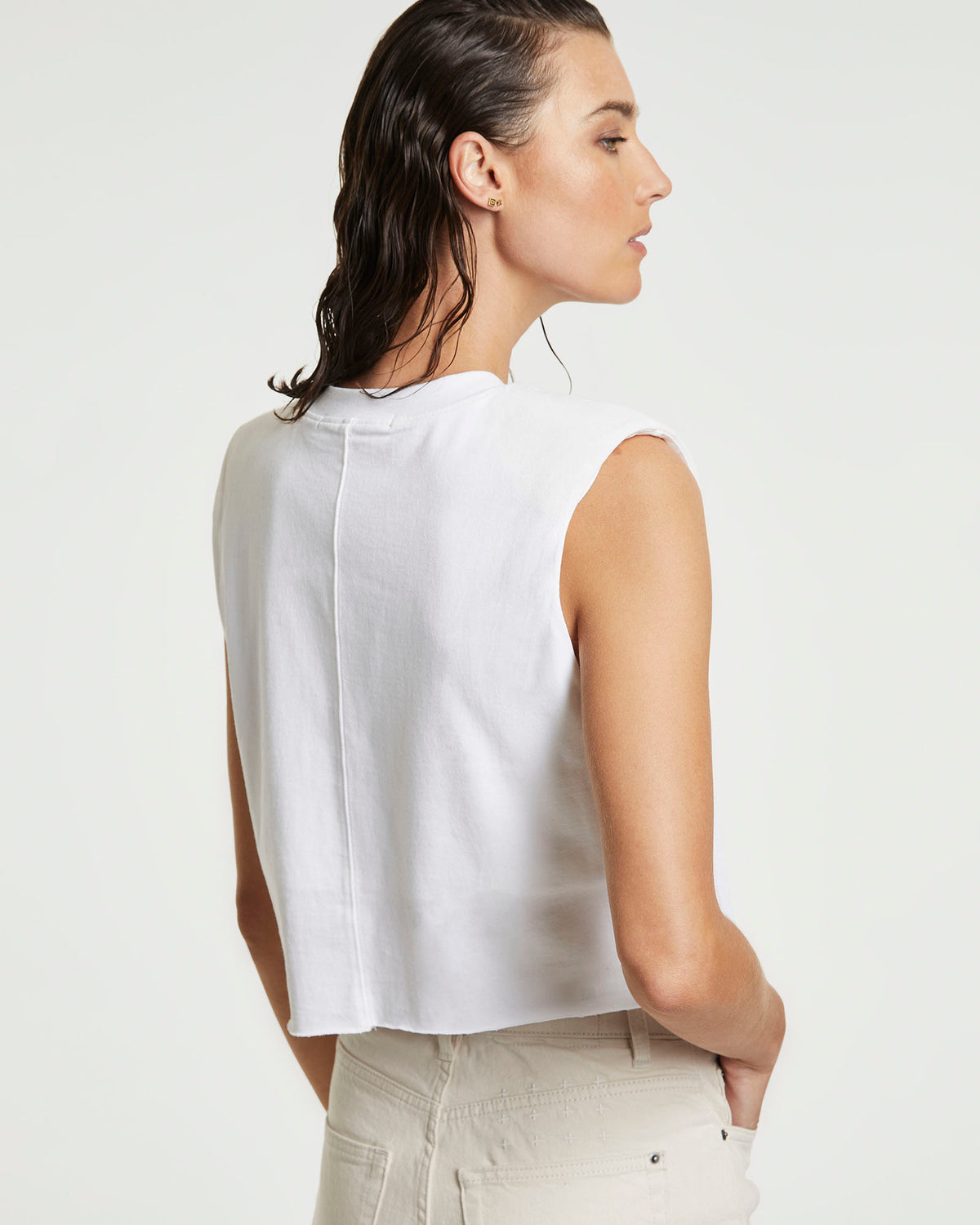 WOMENS HI NESS SLEEVELESS TEE WHITE FASHION TOPS