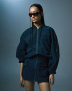 Womens Elemental Bomber Charcoal Boxy Jackets - Black