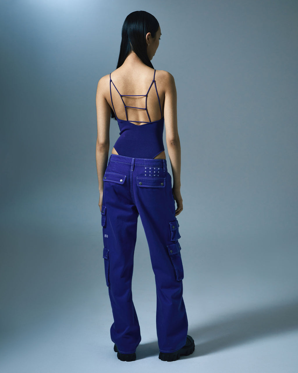 WOMENS DRILL CARGO COBALT PANTS