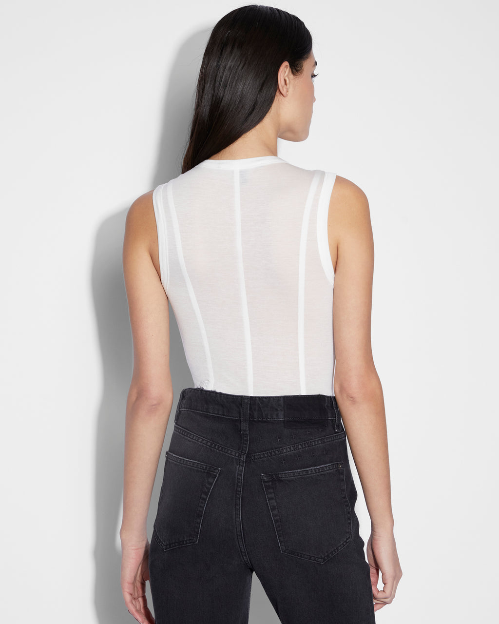 Womens Restrict Corset Bodysuit Ecru Fitted Fashion Tops - White