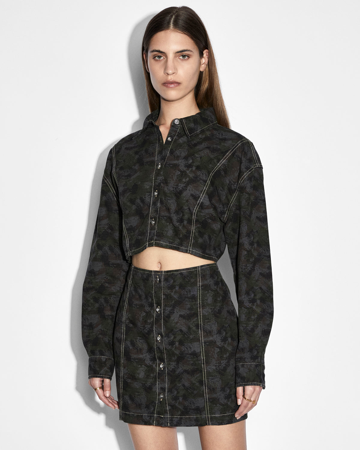 Womens Cutout Shirt Dress Camo Relaxed Dresses - Multi Colour