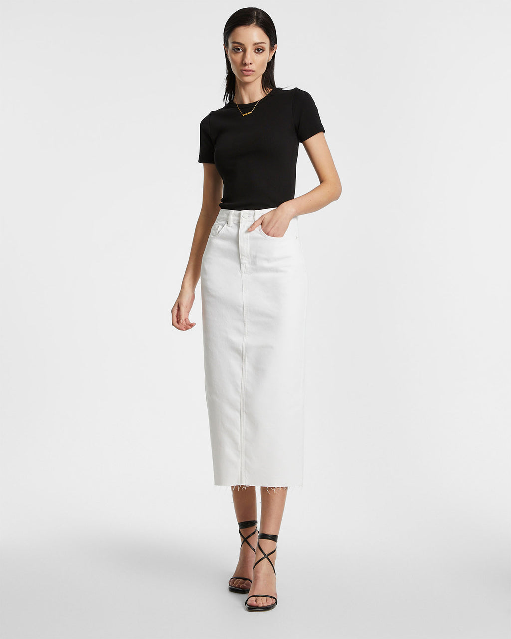 WOMENS GRADUATE MIDI SKIRT BLANC SKIRTS