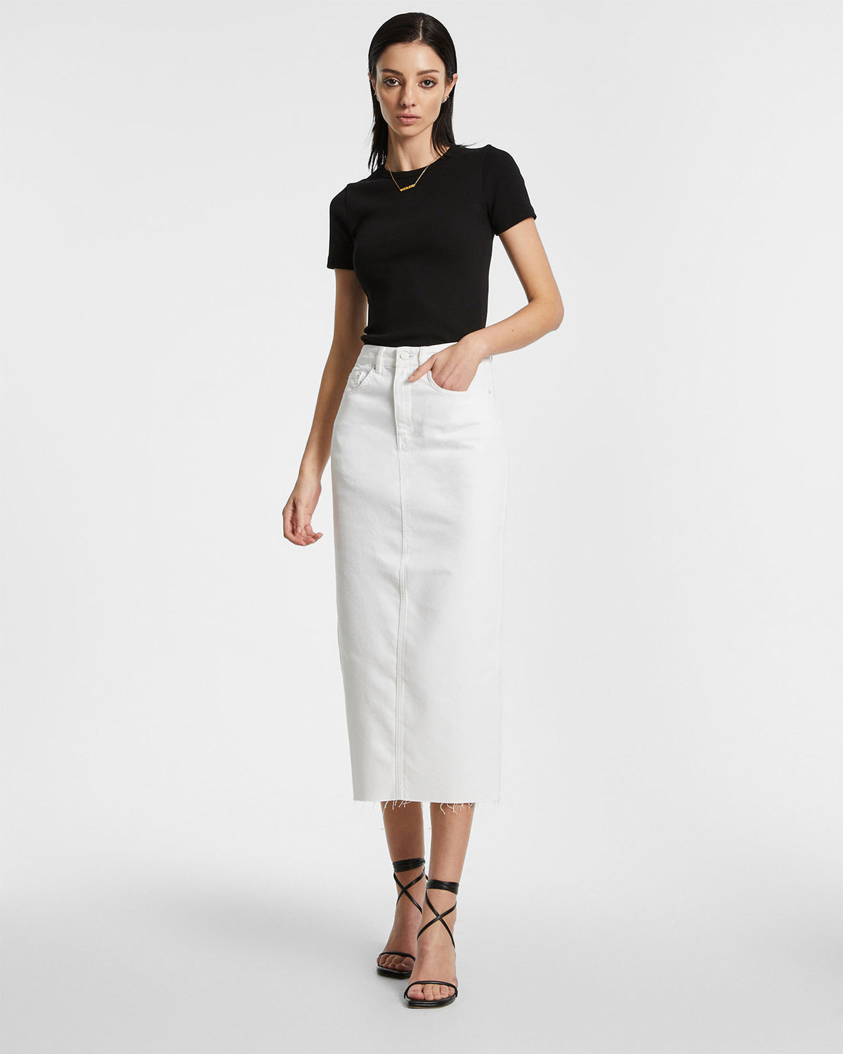 WOMENS GRADUATE MIDI SKIRT BLANC SKIRTS