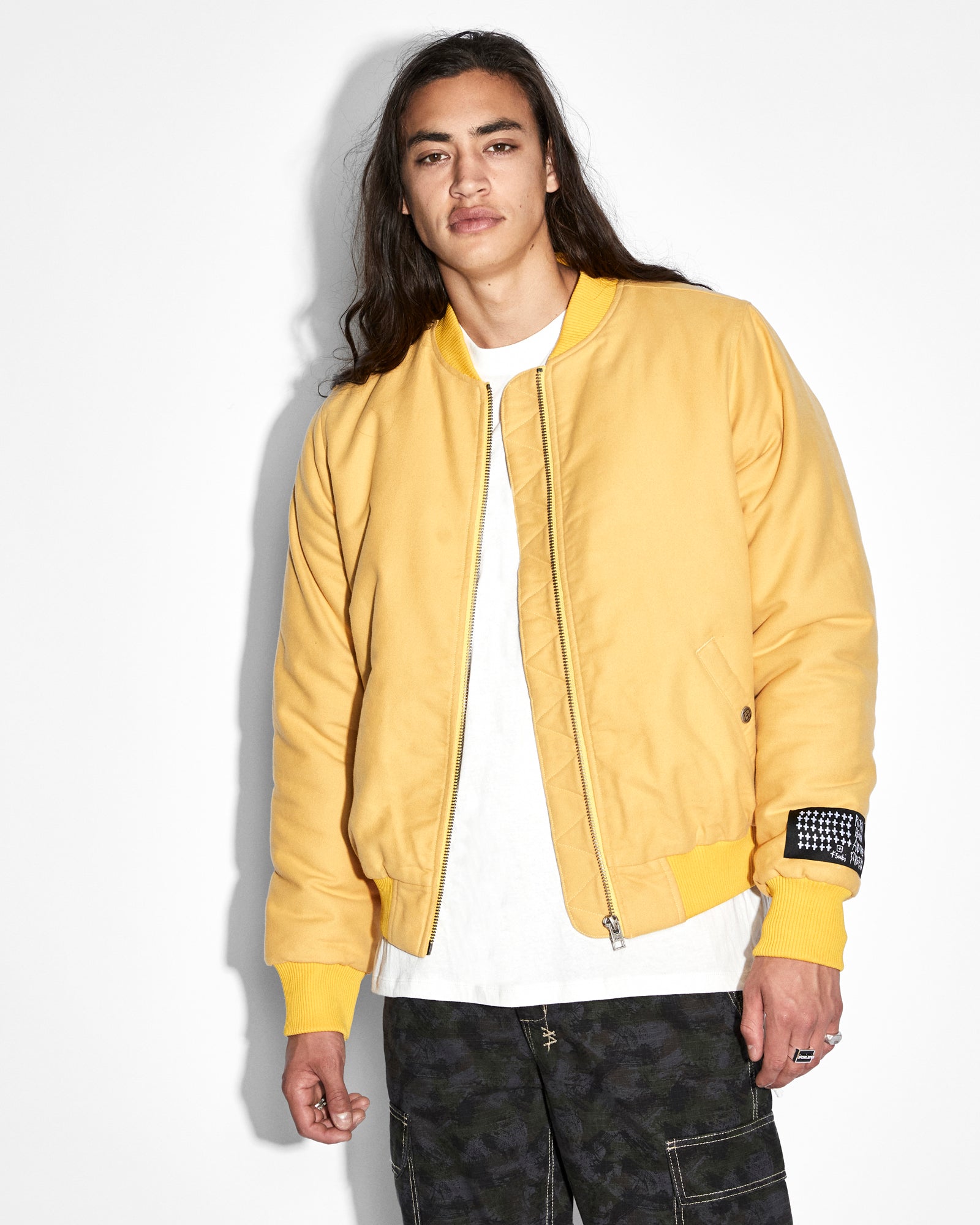 Buy Now This Mens Yellow Quilted Leather Bomber Jacket