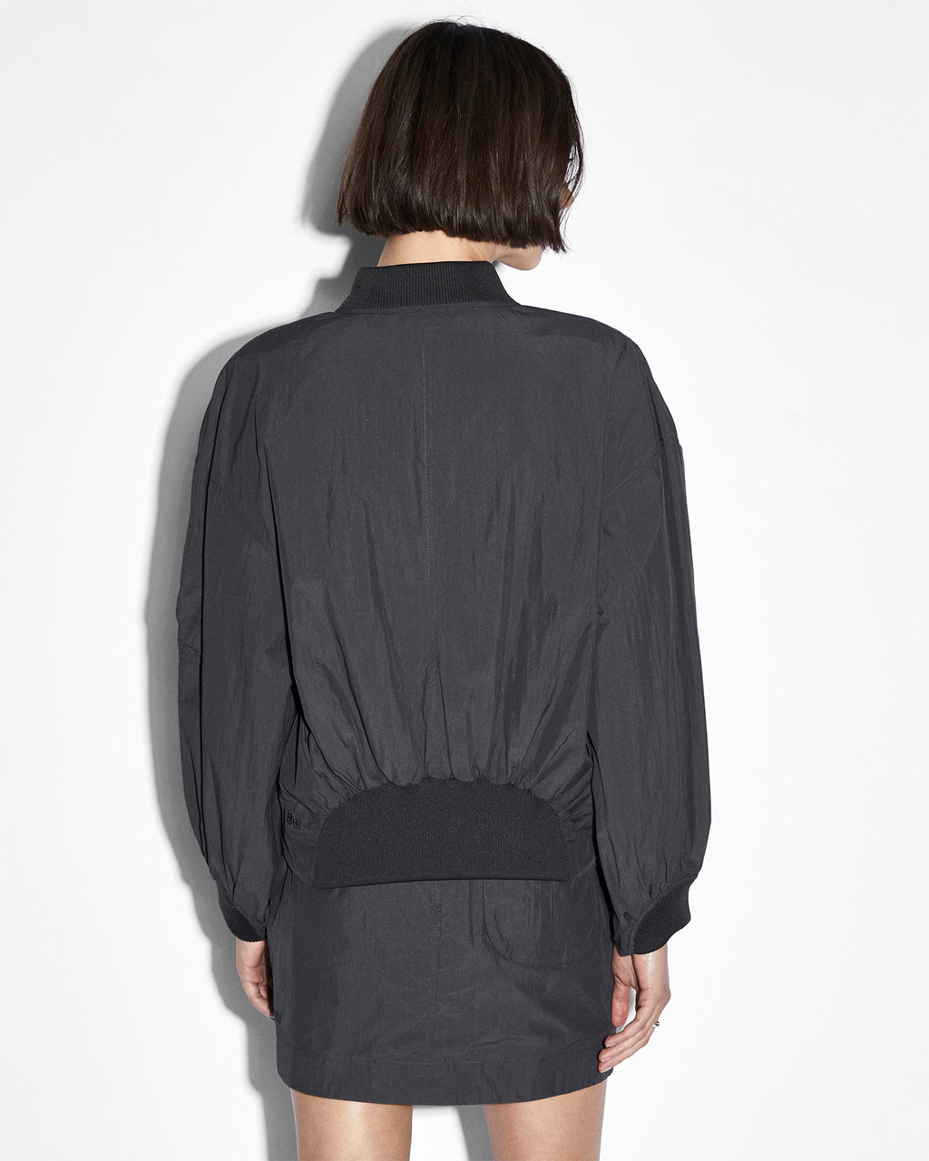 Womens Elemental Bomber Charcoal Boxy Jackets - Black