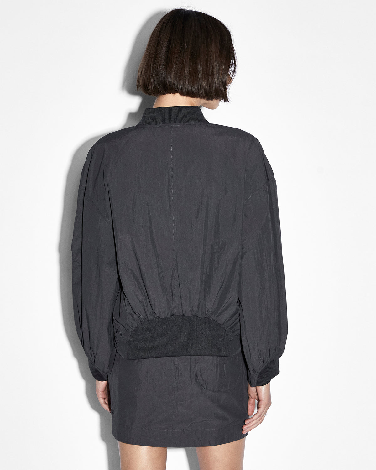Womens Elemental Bomber Charcoal Boxy Jackets - Black