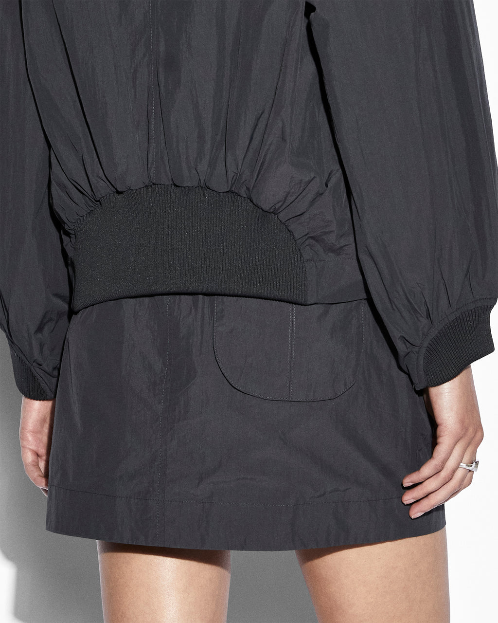 Womens Elemental Bomber Charcoal Boxy Jackets - Black